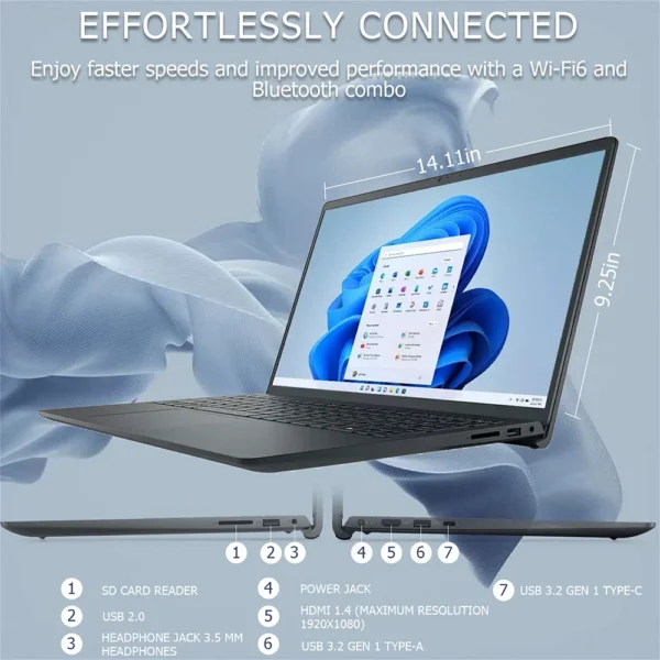 Dell Inspiron 3530 15.6" FHD Touchscreen Laptop,Intel Core i7-1355U,Up to 64GB RAM,4TB SSD,Numeric Keypad,WiFi 6,Win 11,Black - Image 6