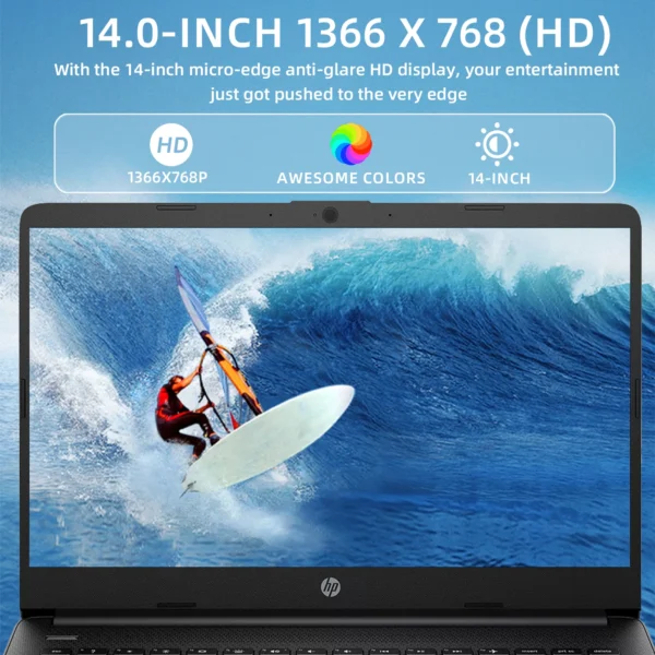 HP 14" Business Laptop,Intel Celeron N4120,16GB RAM,384GB Storage(128GB eMMC+256GB SD Card),1 Year Office 365,with Gaming Mouse - Image 6