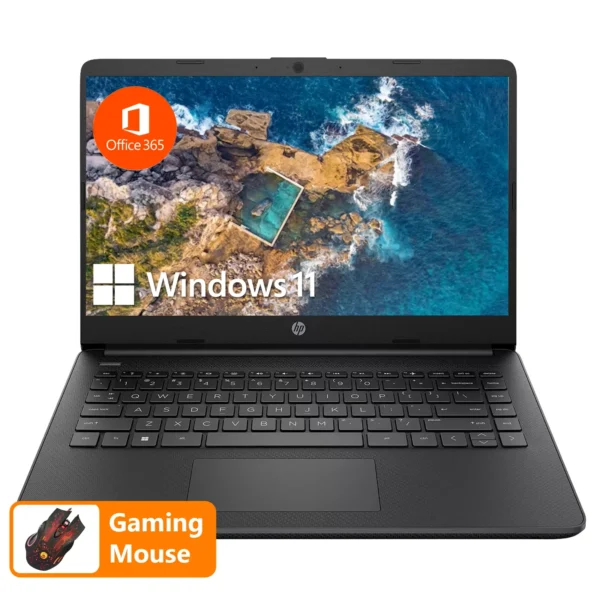 HP 14" Business Laptop,Intel Celeron N4120,16GB RAM,384GB Storage(128GB eMMC+256GB SD Card),1 Year Office 365,with Gaming Mouse
