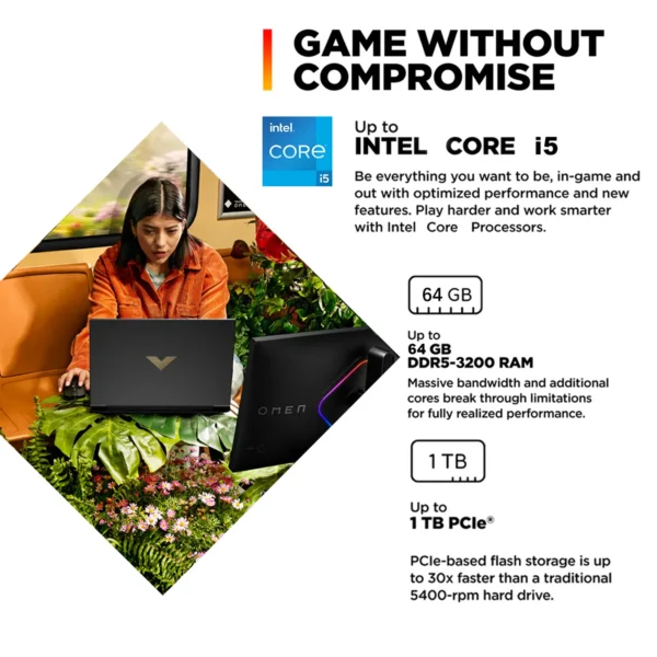 HP Newest Victus 15 RTX 4050 Gaming Laptop，Intel i5-13420H, 15.6'' FHD 144HZ Display, Up to 64G RAM,2TB SSD, Win 11 Pro, Mouse - Image 3