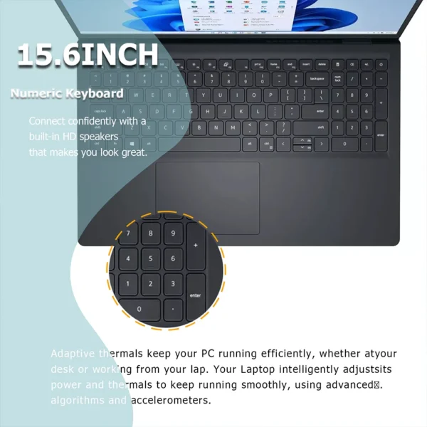 Dell Inspiron 3530 15.6" FHD Touchscreen Laptop,Intel Core i7-1355U,Up to 64GB RAM,4TB SSD,Numeric Keypad,WiFi 6,Win 11,Black - Image 3