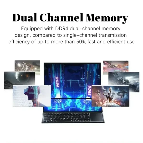 Dual Screen Laptop 16.1 Inch + 14.1 Inch Touch Screen Core i7 10750H Processor Gaming Laptop DDR4 16/32GB SSD Notebook Computer - Image 3