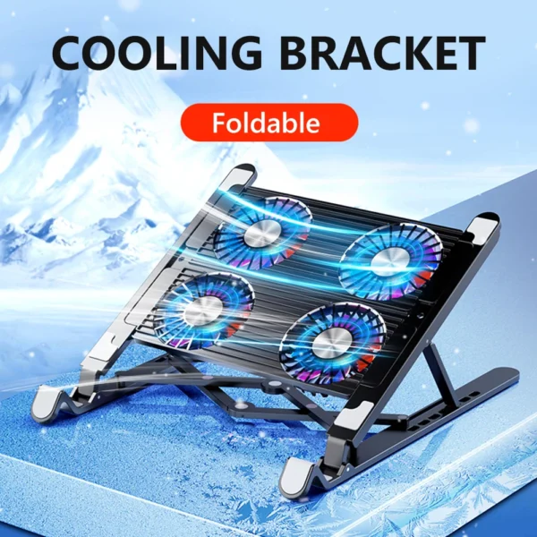 Laptop Cooling Pad with 2/4 Fans Foldable Gaming Laptop Cooler Fan RGB Silent Portable Laptop Holder for 11-17.3 Inch Laptops - Image 5