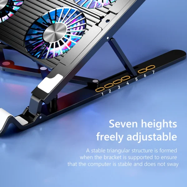 Laptop Cooling Pad with 2/4 Fans Foldable Gaming Laptop Cooler Fan RGB Silent Portable Laptop Holder for 11-17.3 Inch Laptops - Image 4