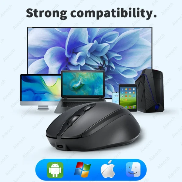 AIEACH Ergonomic Bluetooth Mouse 1600DPI for MacBook Tablet Laptop Rechargeable Wireless Mouse 2.4GHz USB PC Setup Accessories - Image 4