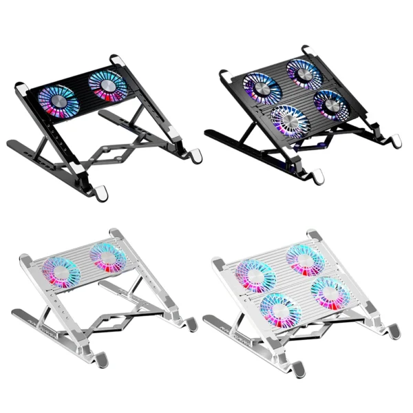 Laptop Cooling Pad with 2/4 Fans Foldable Gaming Laptop Cooler Fan RGB Silent Portable Laptop Holder for 11-17.3 Inch Laptops - Image 2