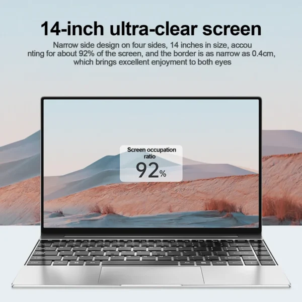 14.1" Ultra Slim Laptop 16GB RAM 2TB SSD Intel N3700 Notebook Gamer 1920*1080 Display Office Study Computer PC Windows 11 Pro - Image 3