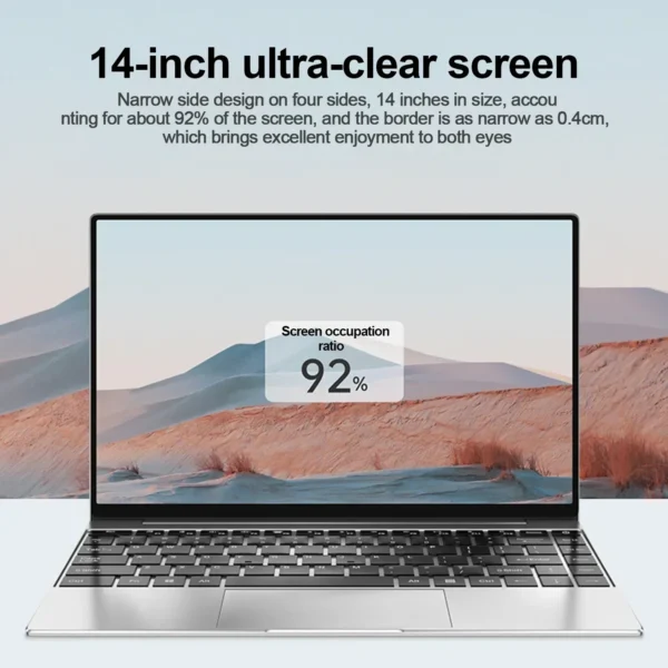 14.1" Ultra Slim Laptop 16GB RAM 2TB SSD Intel N3700 Notebook Gamer 1920*1080 Display Office Study Computer PC Windows 11 Pro - Image 3