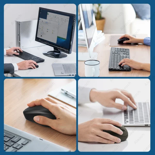 AIEACH Ergonomic Bluetooth Mouse 1600DPI for MacBook Tablet Laptop Rechargeable Wireless Mouse 2.4GHz USB PC Setup Accessories - Image 6