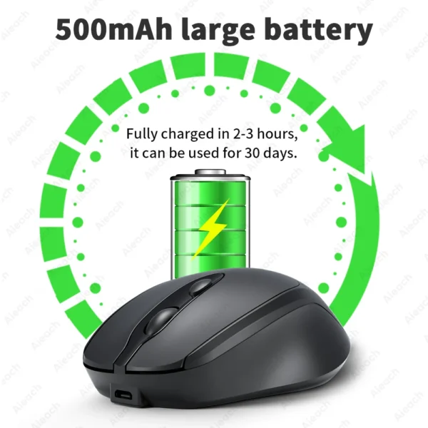 AIEACH Ergonomic Bluetooth Mouse 1600DPI for MacBook Tablet Laptop Rechargeable Wireless Mouse 2.4GHz USB PC Setup Accessories - Image 5